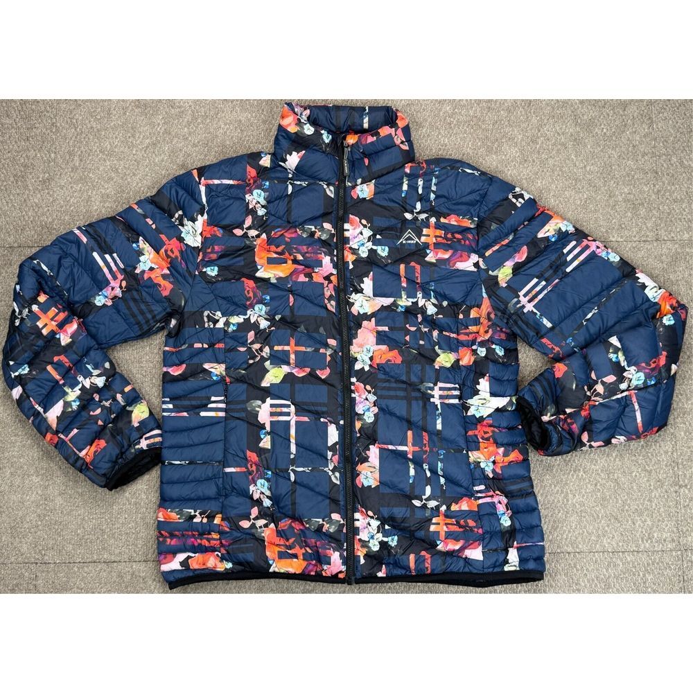 K-Way Tundra Women's Full Zip Flower Pattern Quilted Jacket Size Large